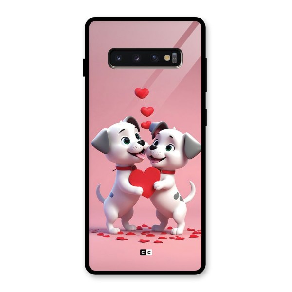 Two Puppies Together Glass Back Case for Galaxy S10 Plus