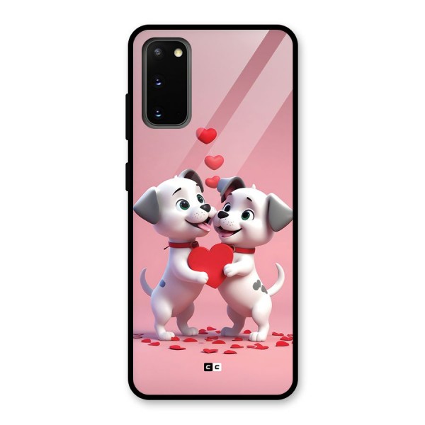 Two Puppies Together Glass Back Case for Galaxy S20