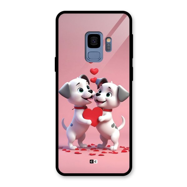 Two Puppies Together Glass Back Case for Galaxy S9