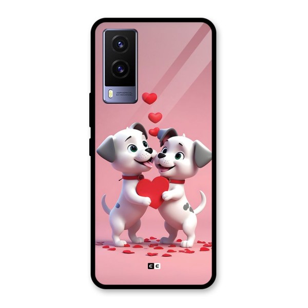Two Puppies Together Glass Back Case for Vivo V21e 5G