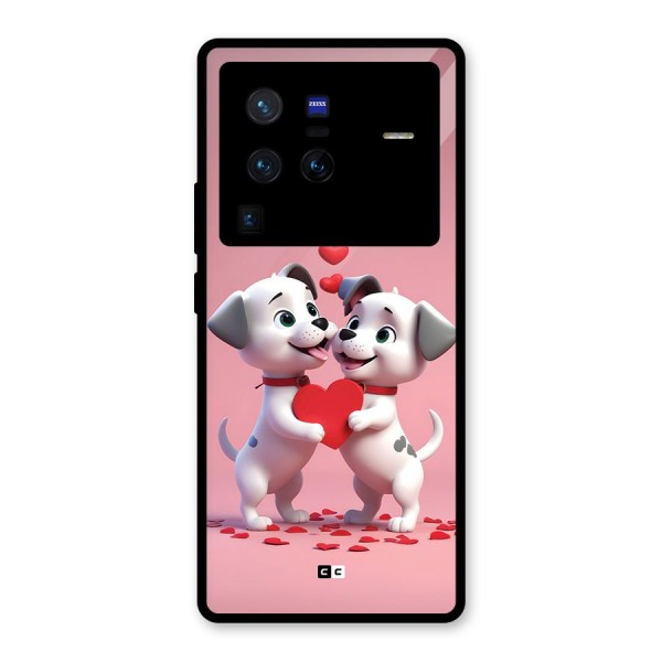 Two Puppies Together Glass Back Case for Vivo X80 Pro