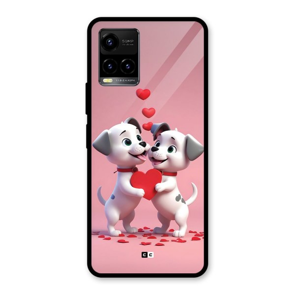 Two Puppies Together Glass Back Case for Vivo Y33s