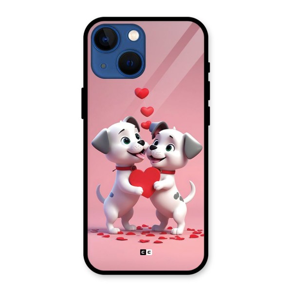 Two Puppies Together Glass Back Case for iPhone 13 Mini