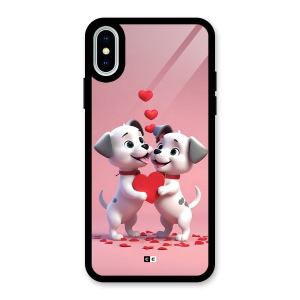 Two Puppies Together Glass Back Case for iPhone X