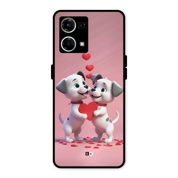 Two Puppies Together Metal Back Case for Oppo F21 Pro 4G