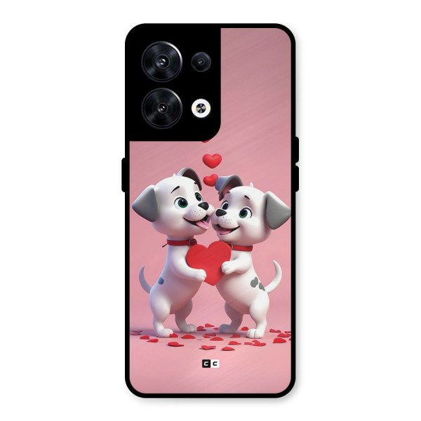 Two Puppies Together Metal Back Case for Oppo Reno8 5G