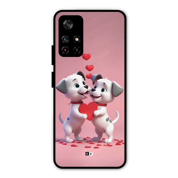 Two Puppies Together Metal Back Case for Poco M4 Pro 5G