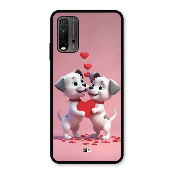 Two Puppies Together Metal Back Case for Redmi 9 Power
