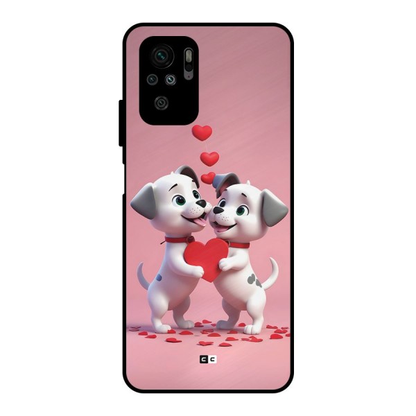 Two Puppies Together Metal Back Case for Redmi Note 10