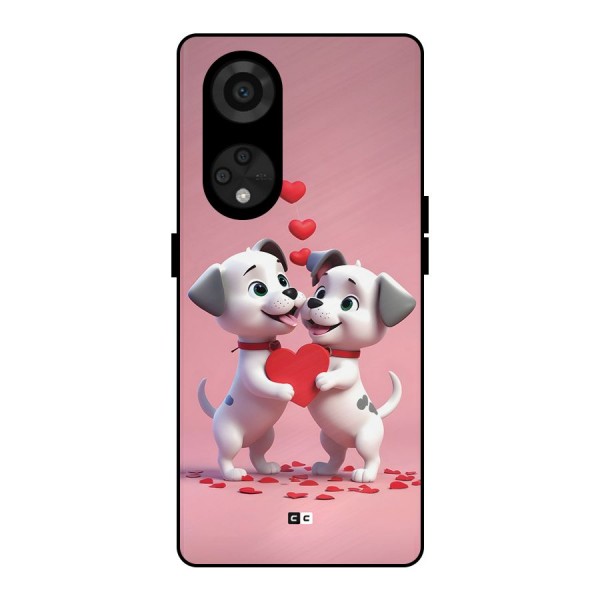 Two Puppies Together Metal Back Case for Reno8 T 5G