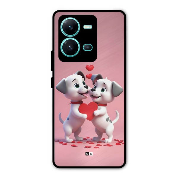 Two Puppies Together Metal Back Case for Vivo V25