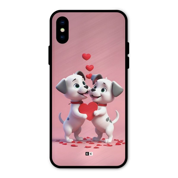 Two Puppies Together Metal Back Case for iPhone X