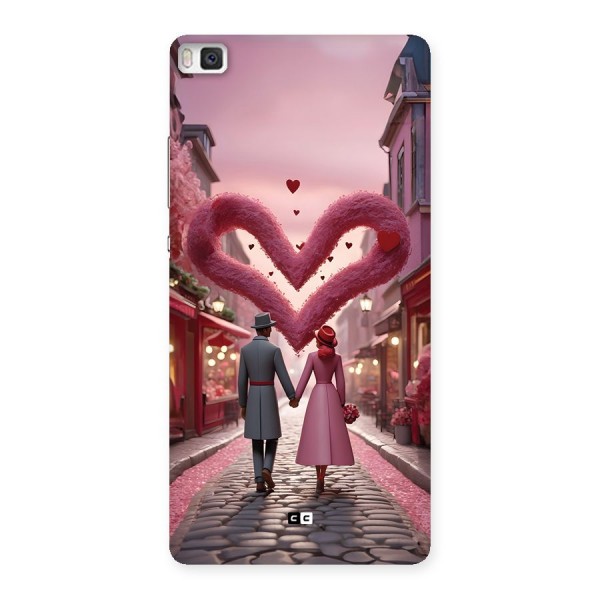 Valetines Couple Walking Back Case for Huawei P8