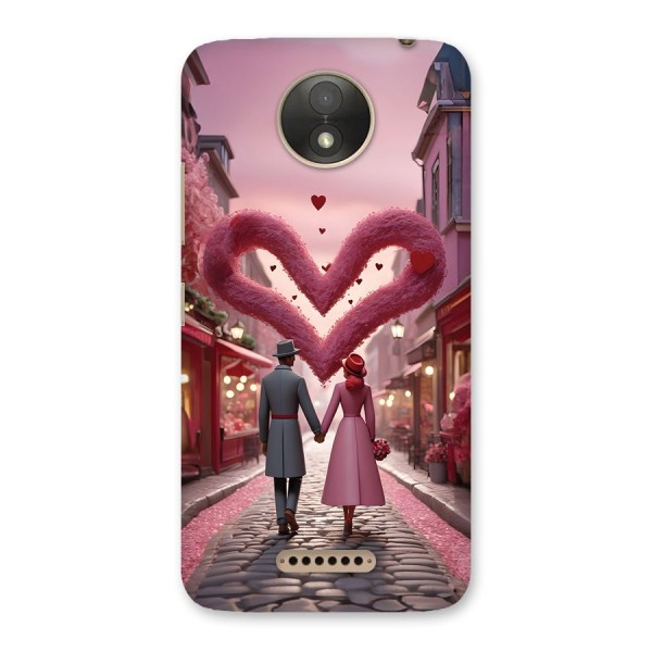 Valetines Couple Walking Back Case for Moto C Plus