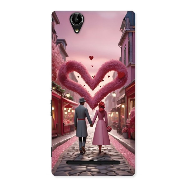 Valetines Couple Walking Back Case for Xperia T2