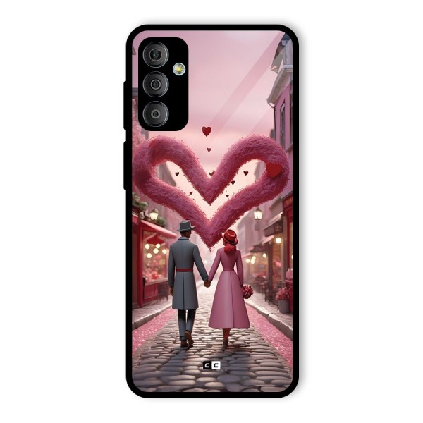 Valetines Couple Walking Glass Back Case for Galaxy F23