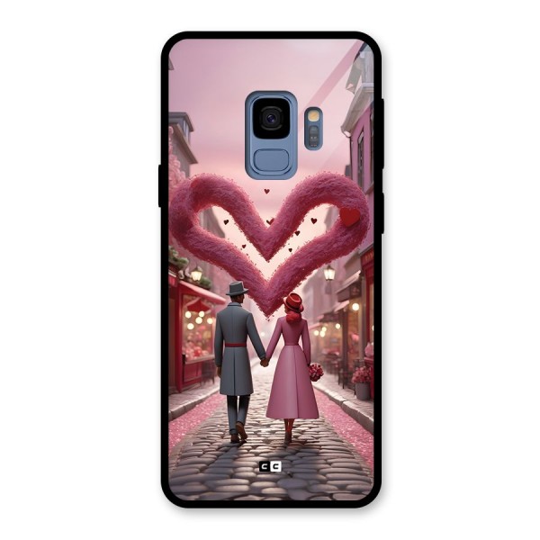 Valetines Couple Walking Glass Back Case for Galaxy S9