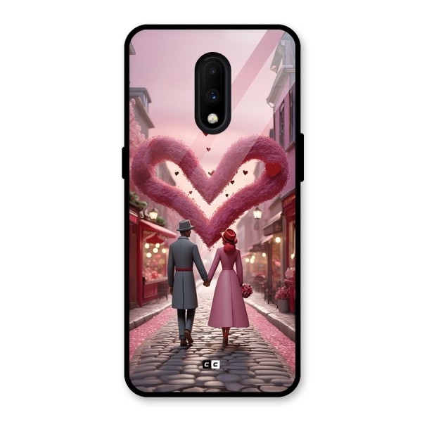 Valetines Couple Walking Glass Back Case for OnePlus 7