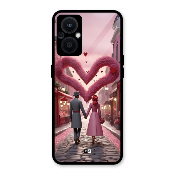 Valetines Couple Walking Glass Back Case for Oppo F21s Pro 5G