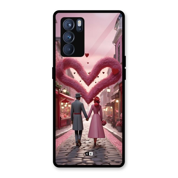 Valetines Couple Walking Glass Back Case for Oppo Reno6 Pro 5G
