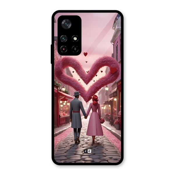 Valetines Couple Walking Glass Back Case for Poco M4 Pro 5G