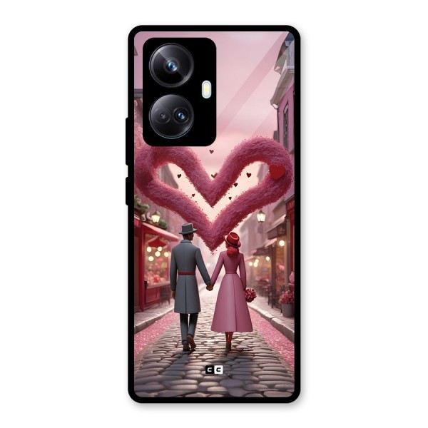 Valetines Couple Walking Glass Back Case for Realme 10 Pro Plus