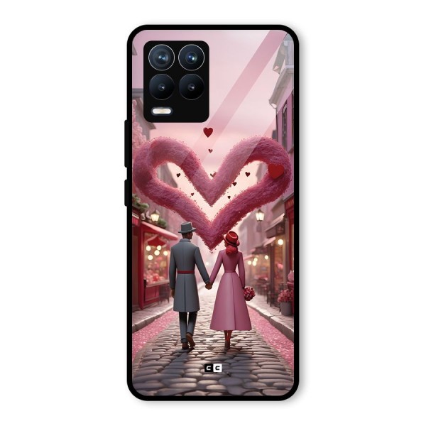 Valetines Couple Walking Glass Back Case for Realme 8