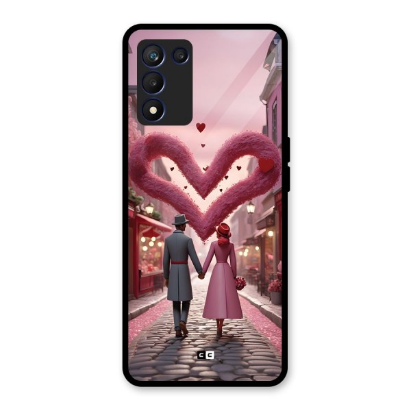 Valetines Couple Walking Glass Back Case for Realme 9 5G Speed