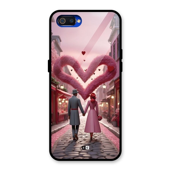 Valetines Couple Walking Glass Back Case for Realme C2