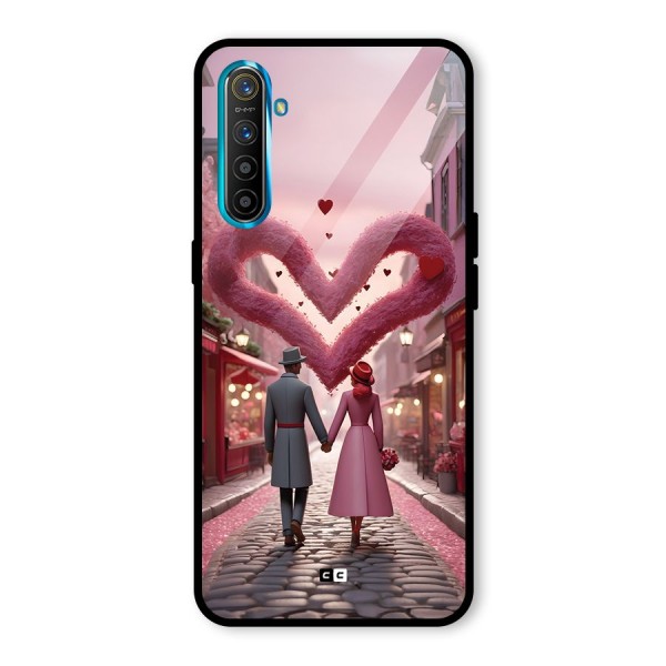 Valetines Couple Walking Glass Back Case for Realme X2