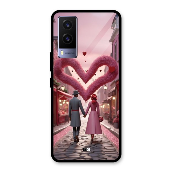 Valetines Couple Walking Glass Back Case for Vivo V21e 5G