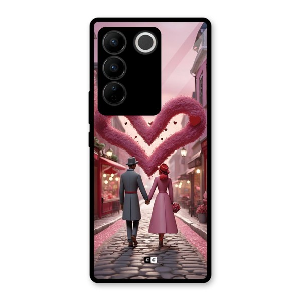 Valetines Couple Walking Glass Back Case for Vivo V27