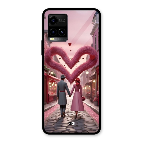 Valetines Couple Walking Glass Back Case for Vivo Y33s