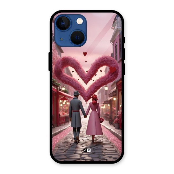 Valetines Couple Walking Glass Back Case for iPhone 13 Mini
