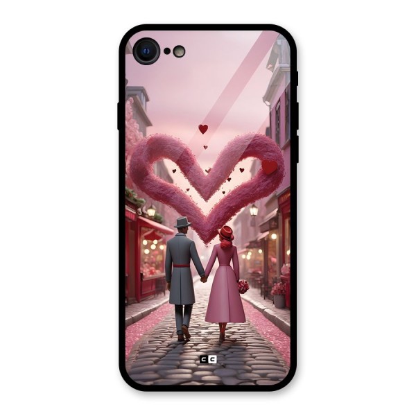 Valetines Couple Walking Glass Back Case for iPhone 7