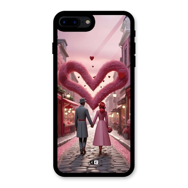 Valetines Couple Walking Glass Back Case for iPhone 8 Plus