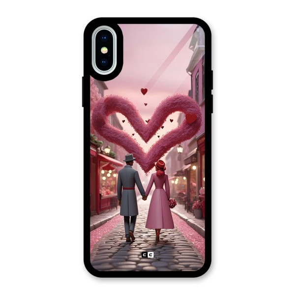 Valetines Couple Walking Glass Back Case for iPhone X