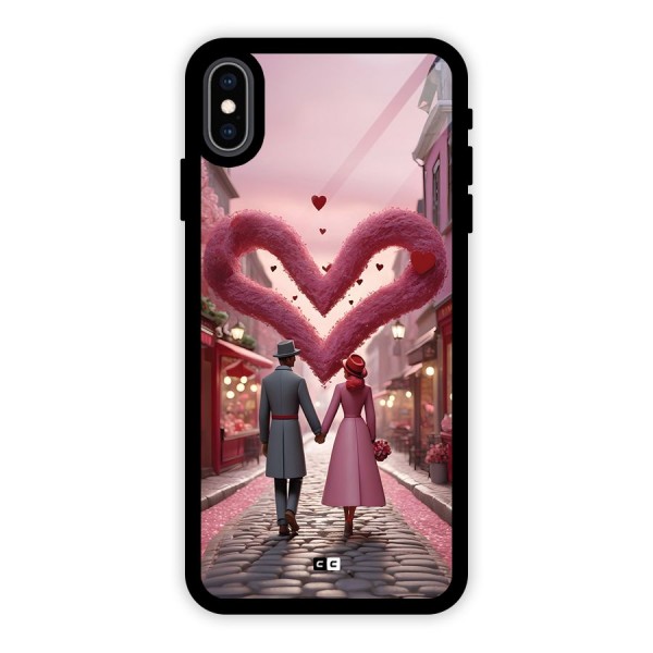Valetines Couple Walking Glass Back Case for iPhone XS Max