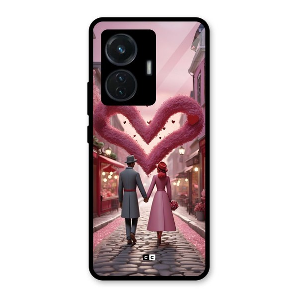 Valetines Couple Walking Glass Back Case for iQOO Z6 44W