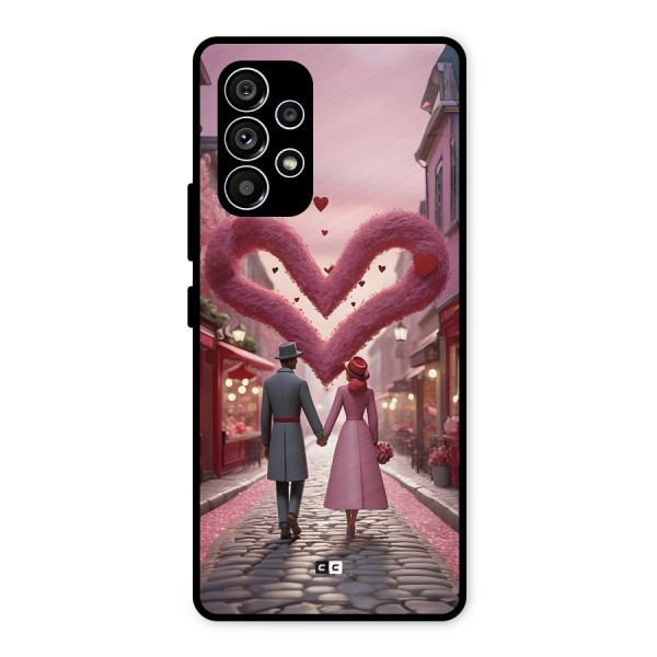 Valetines Couple Walking Metal Back Case for Galaxy A53 5G