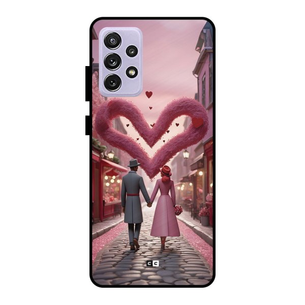 Valetines Couple Walking Metal Back Case for Galaxy A72