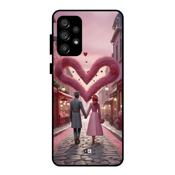 Valetines Couple Walking Metal Back Case for Galaxy A73 5G