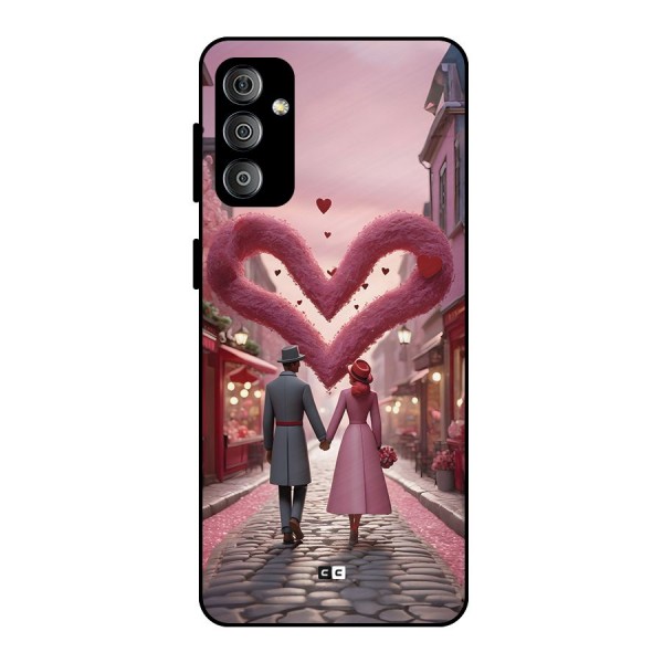 Valetines Couple Walking Metal Back Case for Galaxy F23