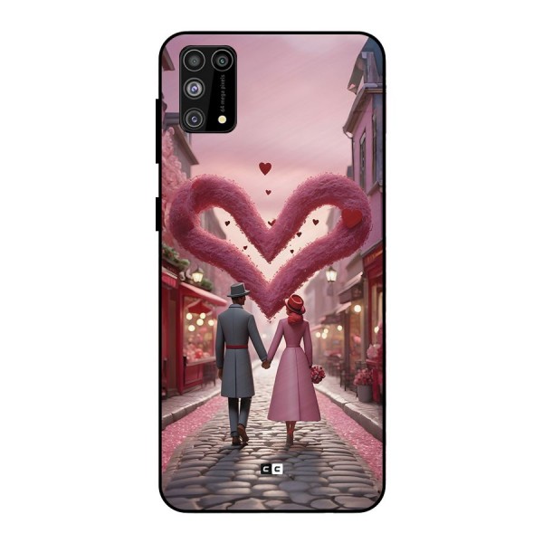 Valetines Couple Walking Metal Back Case for Galaxy F41