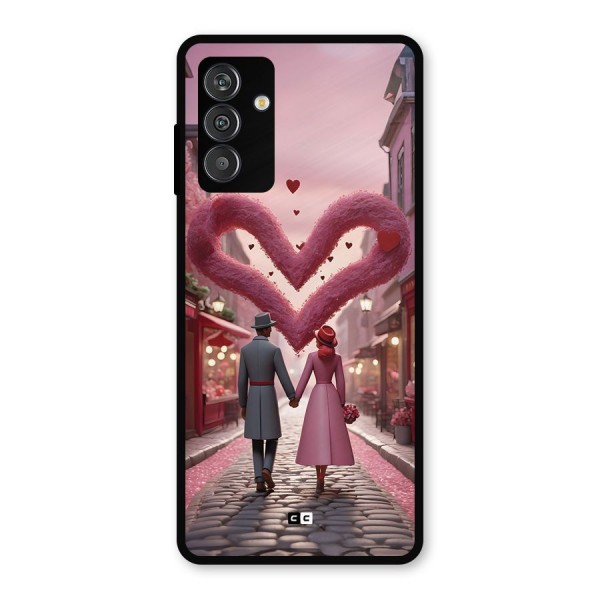 Valetines Couple Walking Metal Back Case for Galaxy M14 5G