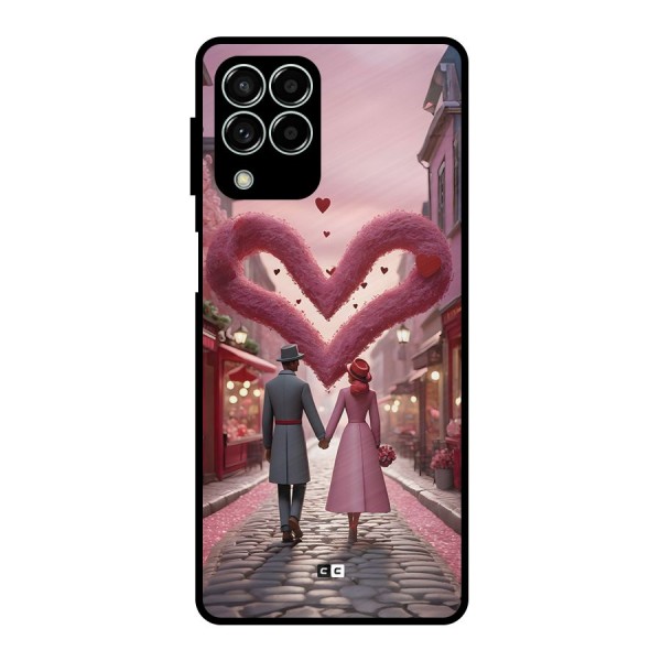 Valetines Couple Walking Metal Back Case for Galaxy M33