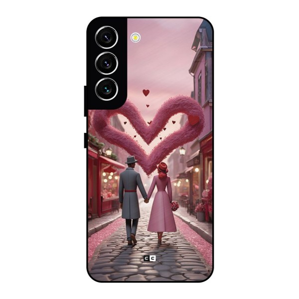 Valetines Couple Walking Metal Back Case for Galaxy S22 5G