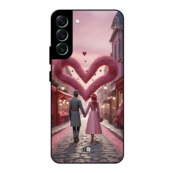 Valetines Couple Walking Metal Back Case for Galaxy S22 Plus 5G
