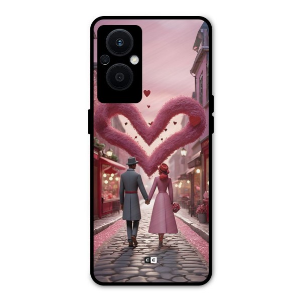 Valetines Couple Walking Metal Back Case for Oppo F21s Pro 5G