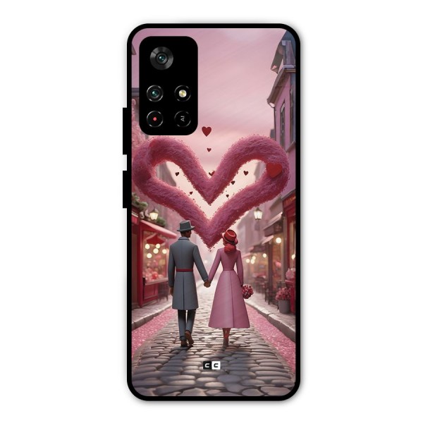 Valetines Couple Walking Metal Back Case for Poco M4 Pro 5G